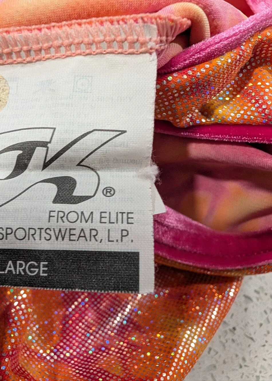 CARLY PATTERSON GK ELITE Gymnastic Dance Leotard CL Large PIXELATED Holographic